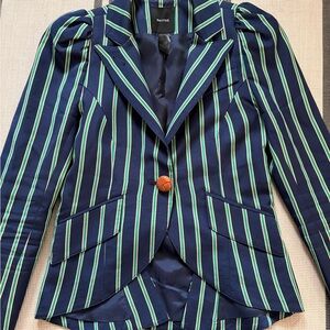 Smythe Navy and Green Striped Blazer